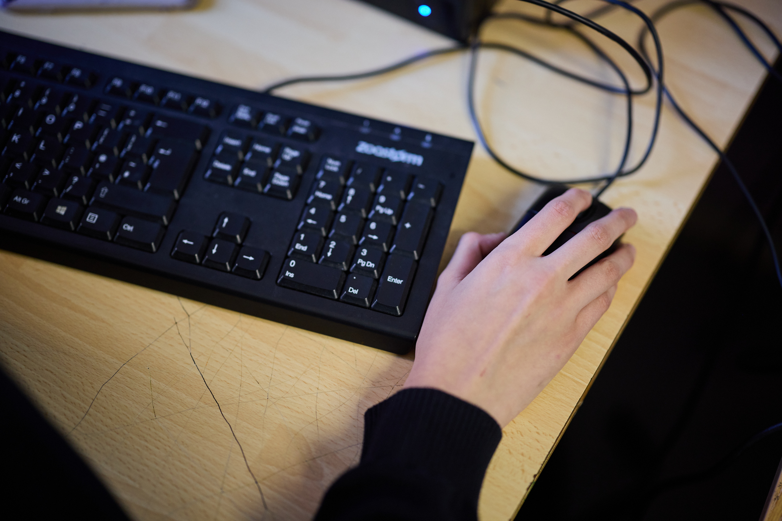 Student using keyboard and mouse