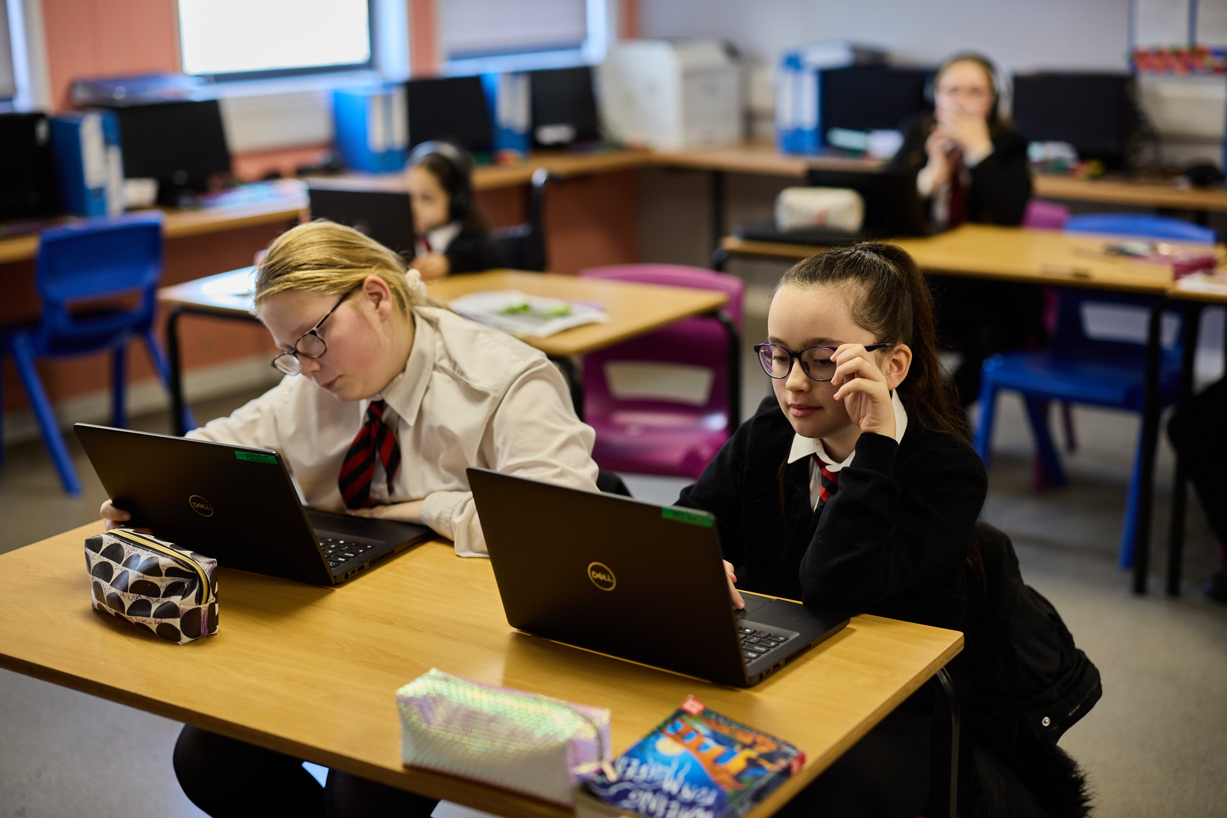 Students working on laptops